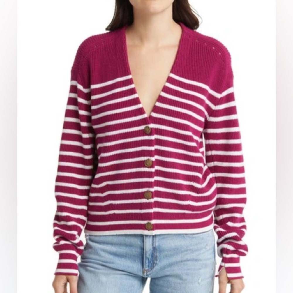 Rag & Bone Brianne Stripe Cotton & Cashmere Cardigan